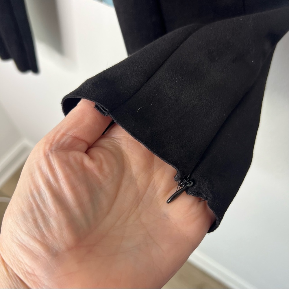 Zara Faux Suede Black Leggings, Zipper Hem - Picture 5 of 15